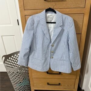 Topshop Blue and White Striped Blazer